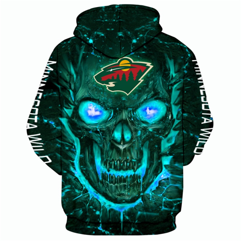 Minnesota Wild Halloween Hoodie 3D Skulls Pullover - Gifts For Men