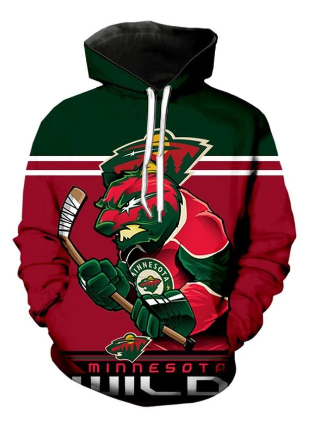 Minnesota Wild Ultra-Cool 3D Long Sleeve Hoodie - 3D Hoodies For Men Graphic