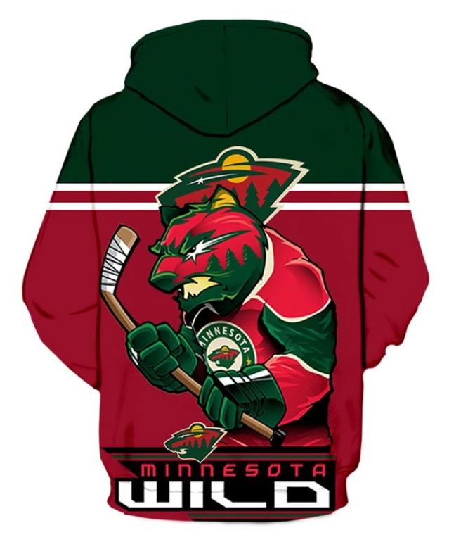 Minnesota Wild Ultra-Cool 3D Long Sleeve Hoodie - 3D Hoodies For Men Graphic