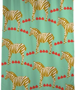 Mint Zebra Fabric Shower Curtain, Luxury and Elegant Design for Home Bathroom