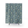 Misty Blue & Gold Abstract Diamond Pattern Art Nouveau Shower Curtain - Bathroom Decorations