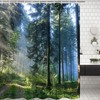 Misty Forest And Sunshine Trees Shower Curtain For A Relaxing Bath