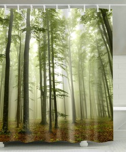 Misty Forest Shower Curtain For A California Redwood Bathroom