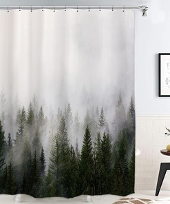 Misty Forest Shower Curtain with Nature and Woodland Design