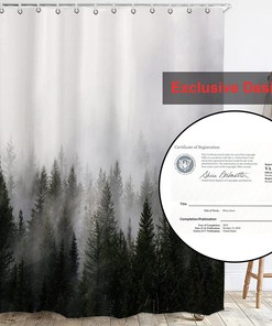 Misty Forest Shower Curtain with Nature and Woodland Design