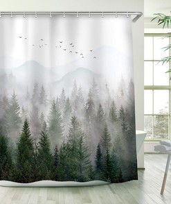 Misty Forest Tree Shower Curtain for a Relaxing Bathroom