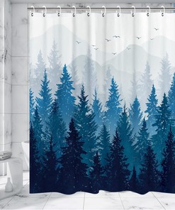 Misty Forest Tree Shower Curtain for a Relaxing Bathroom
