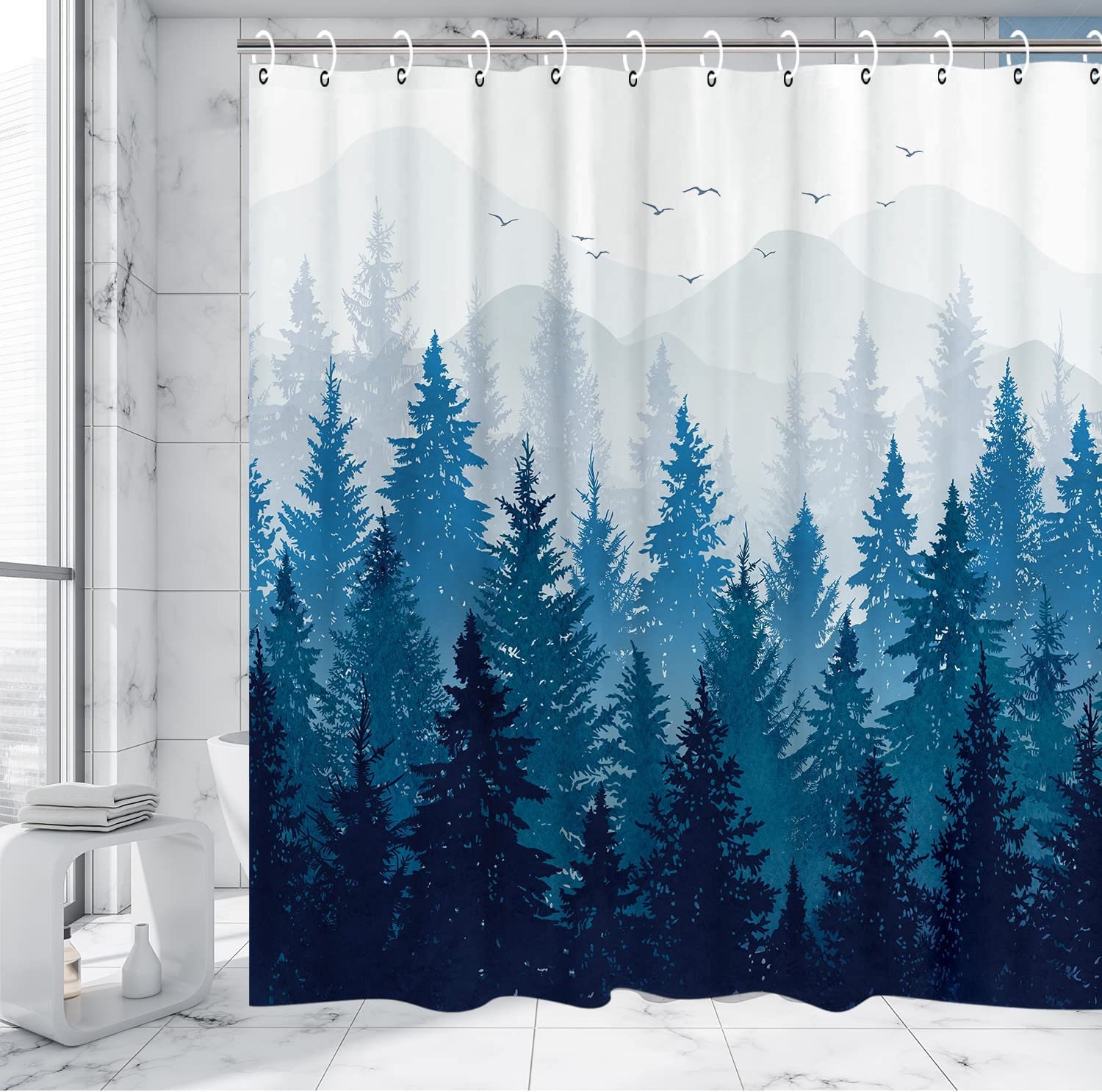 Misty Forest Tree Shower Curtain for a Relaxing Bathroom