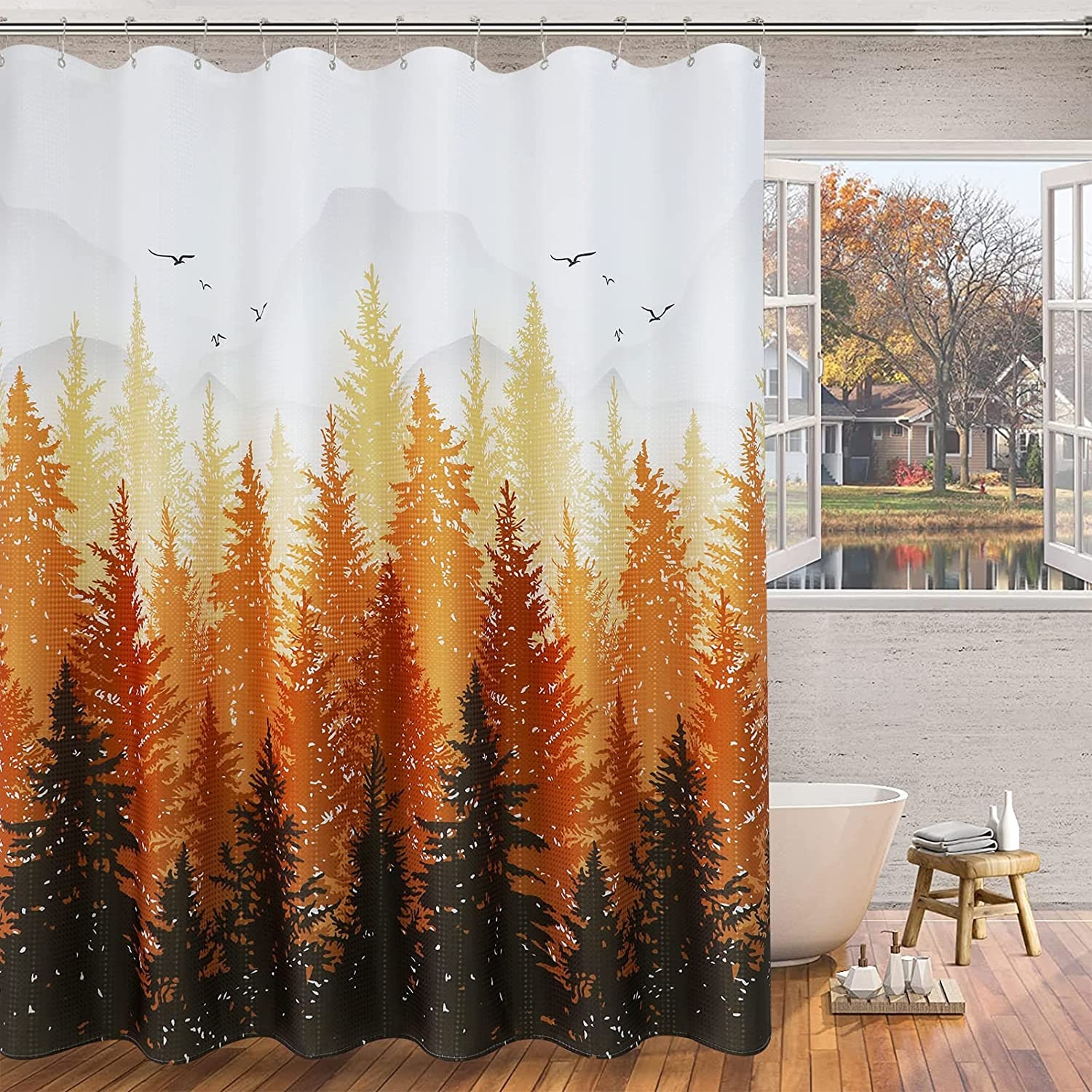 Misty Forest Tree Shower Curtain for a Relaxing Bathroom
