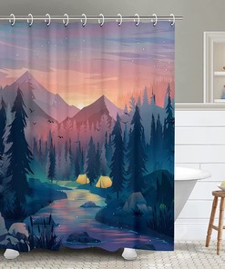 Misty Forest Tree Shower Curtain for a Relaxing Bathroom