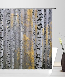 Misty Mottled Trunk Woods Wild Nature Romantic Country Autumn Shower Curtain