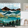Misty Mountain Forest Shower Curtain with Landscape Elements, Nature Bathroom Decor 