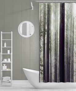 Misty Woodland Forest Trees Shower Curtain For Nature Lovers - Forest Trees Shower Curtain