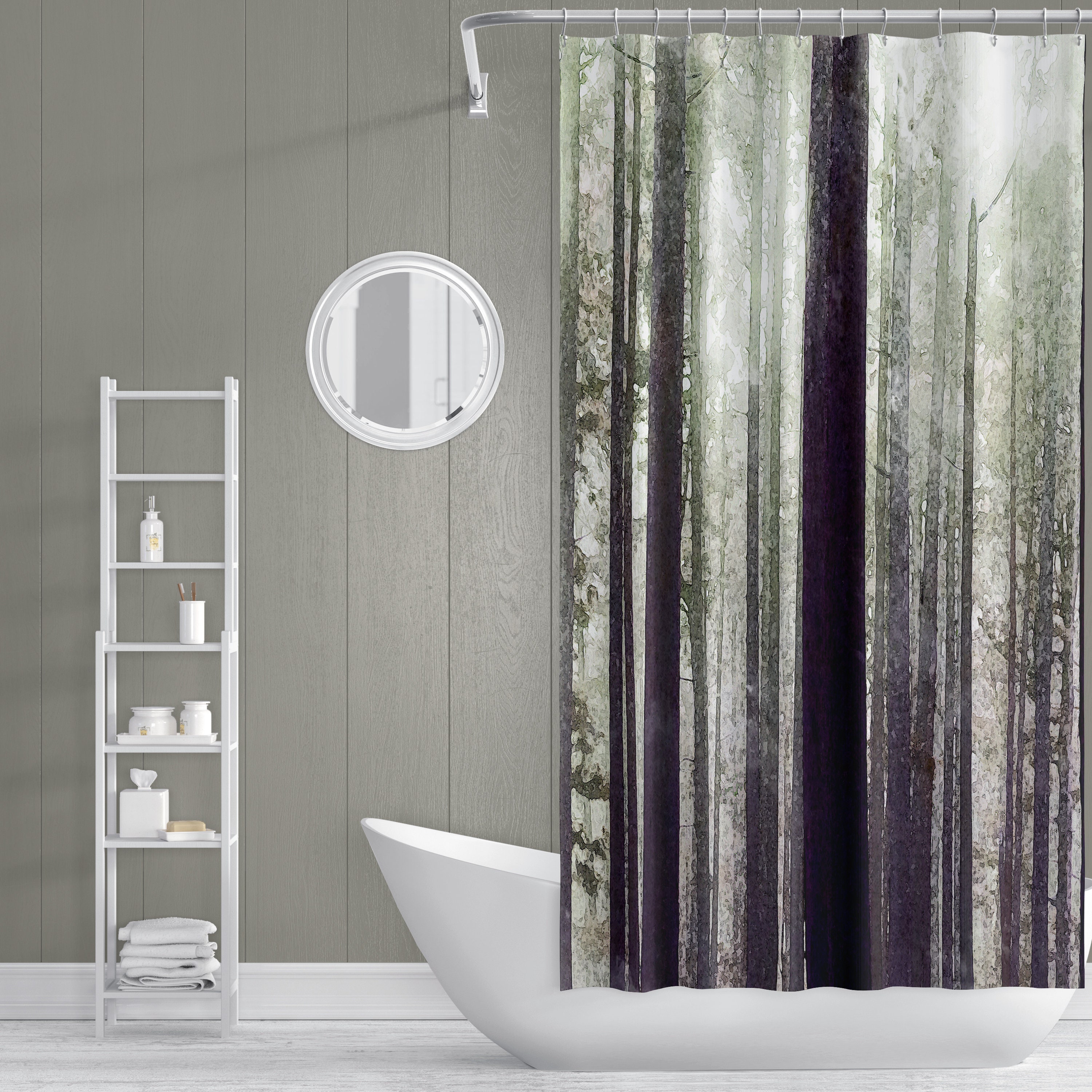 Misty Woodland Forest Trees Shower Curtain For Nature Lovers - Forest Trees Shower Curtain
