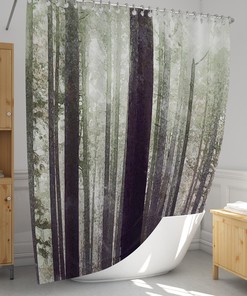 Misty Woodland Forest Trees Shower Curtain For Nature Lovers - Forest Trees Shower Curtain