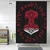 Mjolnir Norse Wheel Shower Curtain for a Viking Mythology Decor