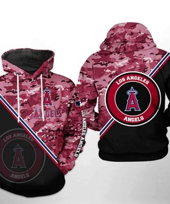 Mlb Camo Veteran 3D Hoodie Zipper Hoodie - Los Angeles Angels Edition