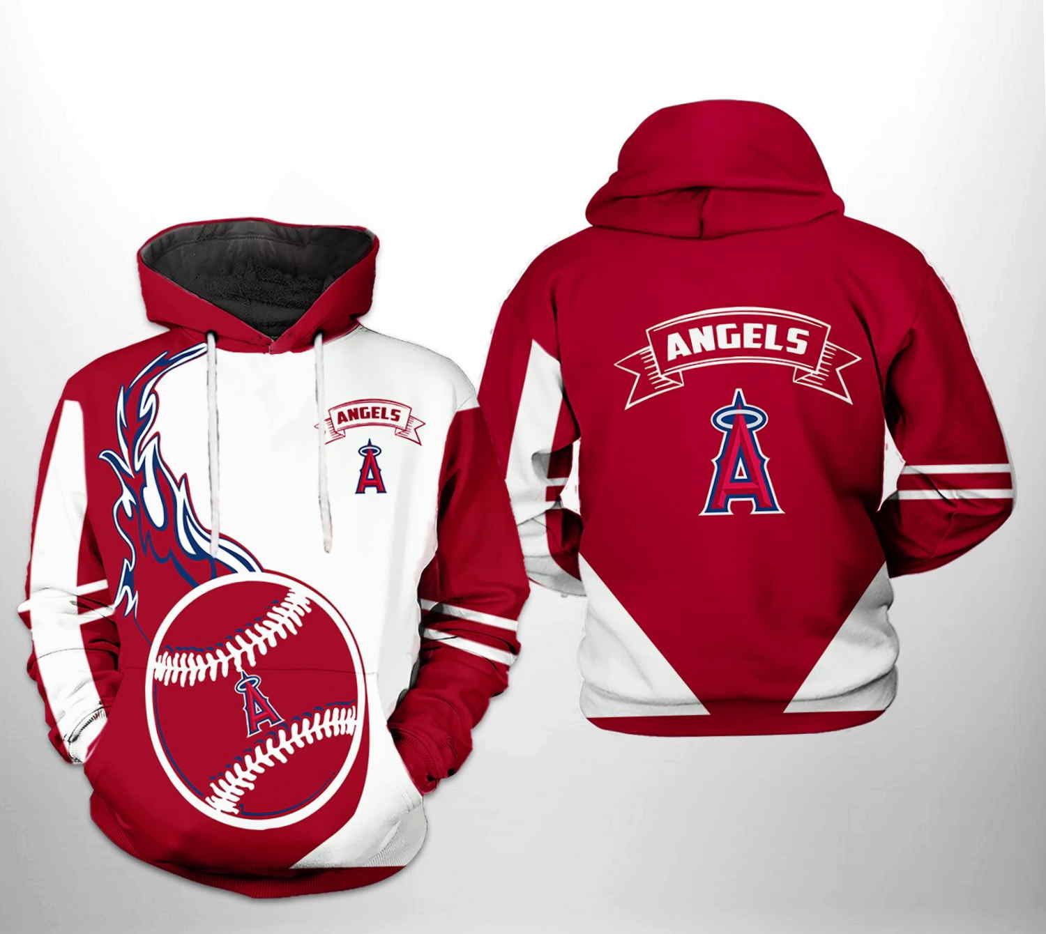 Mlb Skull 3D Hoodie Zipper Hoodie - Los Angeles Angels Edition