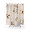Modern Abstract Art Boho Shower Curtain With Cream Brown Female Moon Sun And Leaves Print