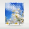 Modern Abstract Geometric Blue Flower Art Shower Curtain