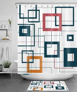 Modern Abstract Geometric Shower Curtain Colorful Decor