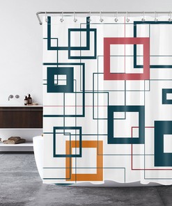 Modern Abstract Geometric Shower Curtain Colorful Decor