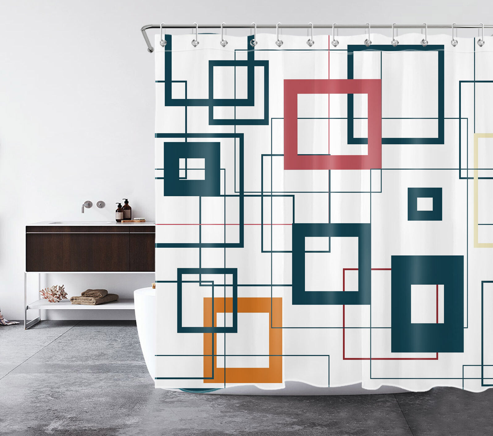 Modern Abstract Geometric Shower Curtain Colorful Decor