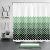 Modern Abstract Green Geometric Pattern Shower Curtain With Waterproof Fabric For Bathroom Decor