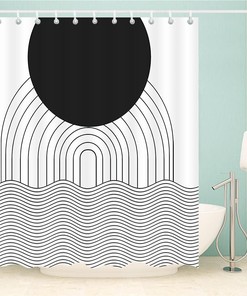 Modern Abstract Shower Curtain with a Retro Aesthetic and Waterproof Fabric 