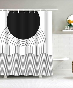 Modern Abstract Shower Curtain with a Retro Aesthetic and Waterproof Fabric