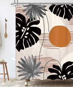 Modern Aesthetic Plant Shower Curtain Boho Fabric Monster Palm Leaf Tropical Bath Curtains Girl Home Decor