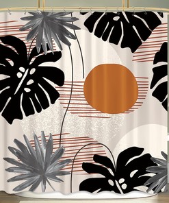 Modern Aesthetic Plant Shower Curtain Boho Fabric Monster Palm Leaf Tropical Bath Curtains Girl Home Decor