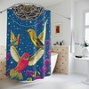 Modern Ai Art Cosmic Humming Birds Print Shower Curtain For Contemporary Bathroom Decor