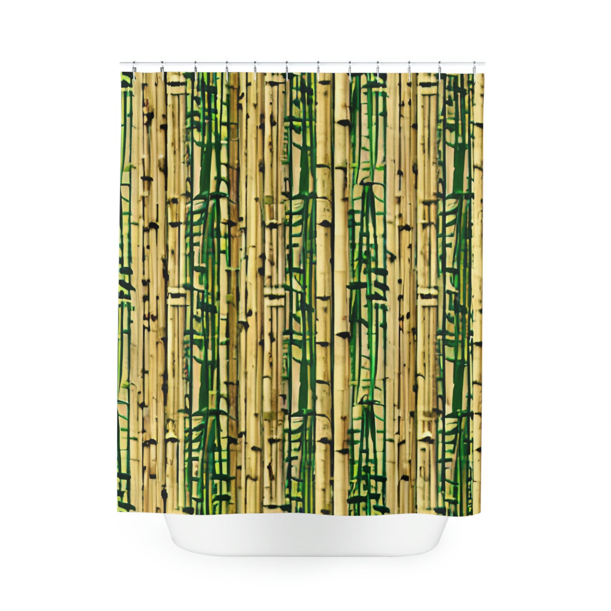 Modern Ai Art Print Of Bamboo Shower Curtain, Perfect For Abstract Bathroom Decor - Image 2