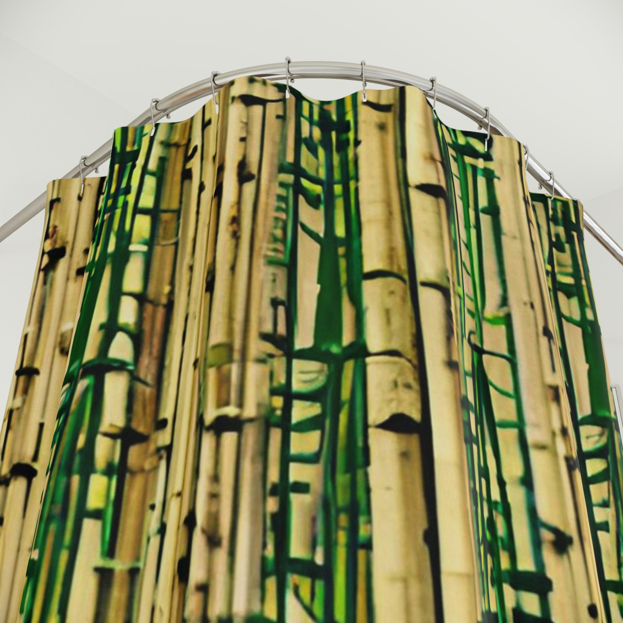 Modern Ai Art Print Of Bamboo Shower Curtain, Perfect For Abstract Bathroom Decor - Image 3