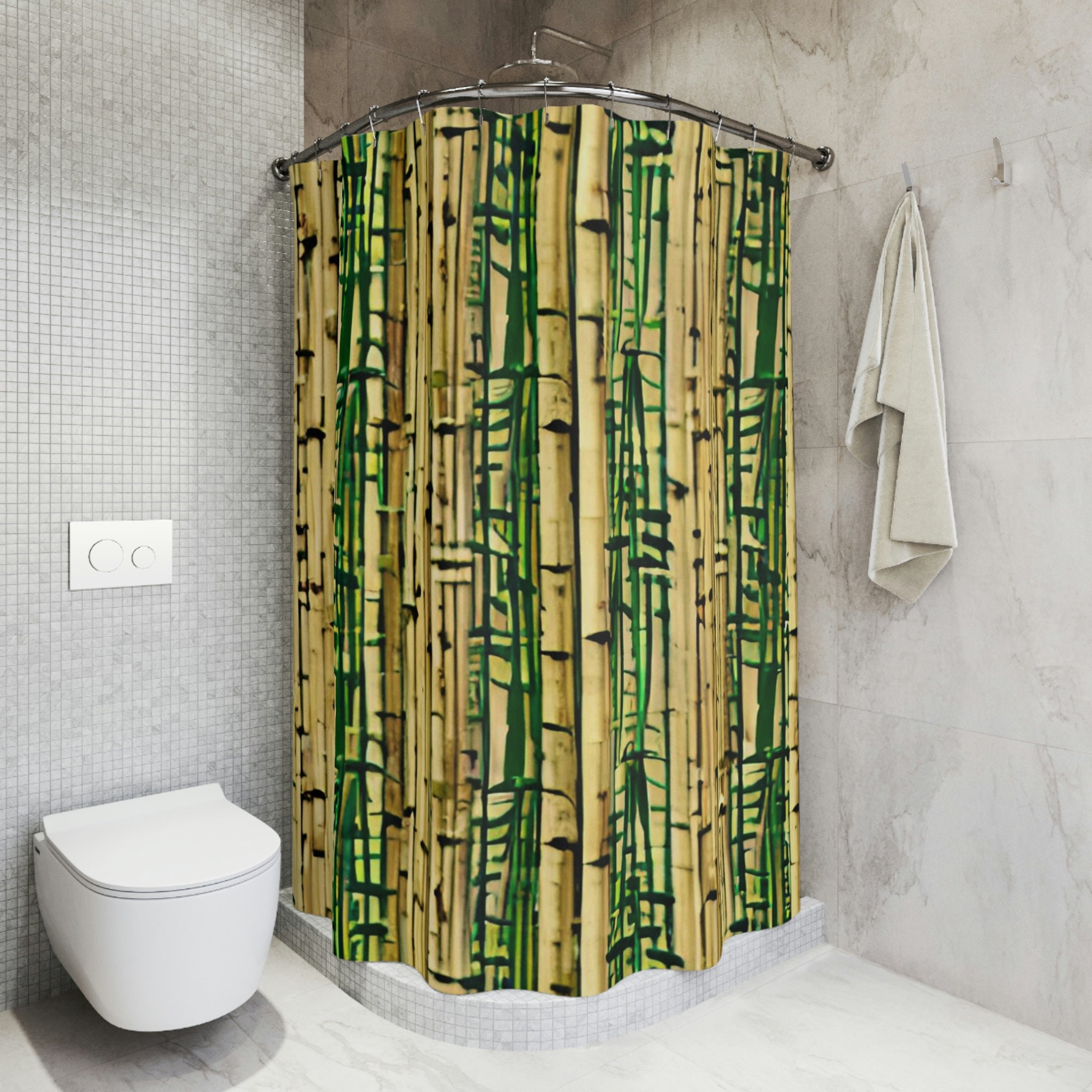 Modern Ai Art Print Of Bamboo Shower Curtain, Perfect For Abstract Bathroom Decor - Image 4