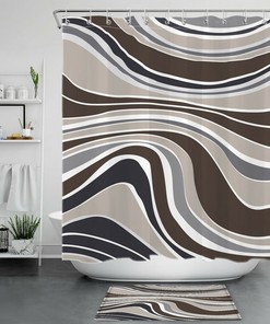 Modern And Abstract Black Geometric Pattern Shower Curtain For Your Bathroom Decor