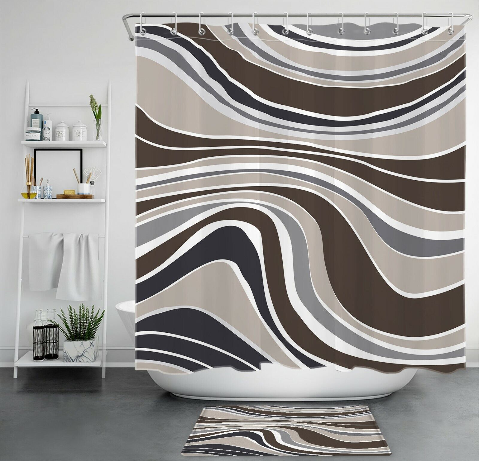 Modern And Abstract Black Geometric Pattern Shower Curtain For Your Bathroom Decor