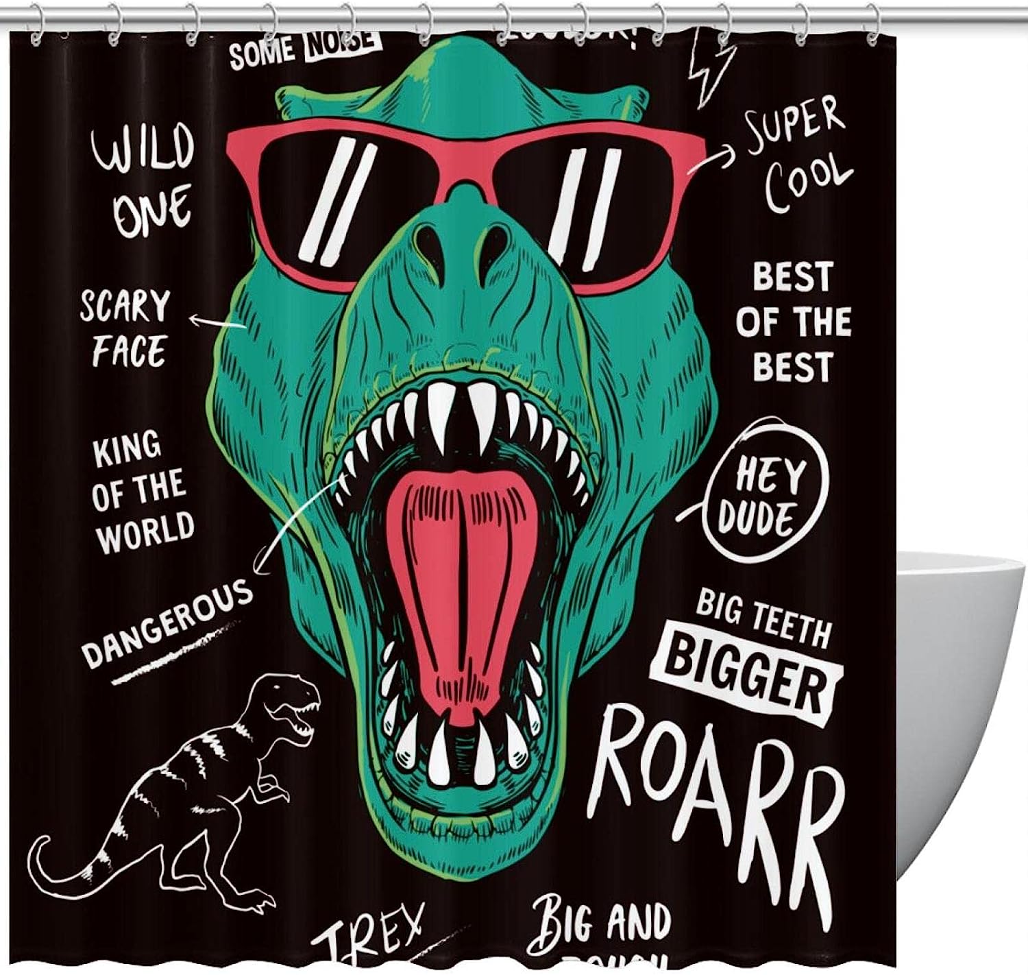 Modern And Chic Dinosaur Shower Curtain With A Unique Design For A Stylish Bathroom Look