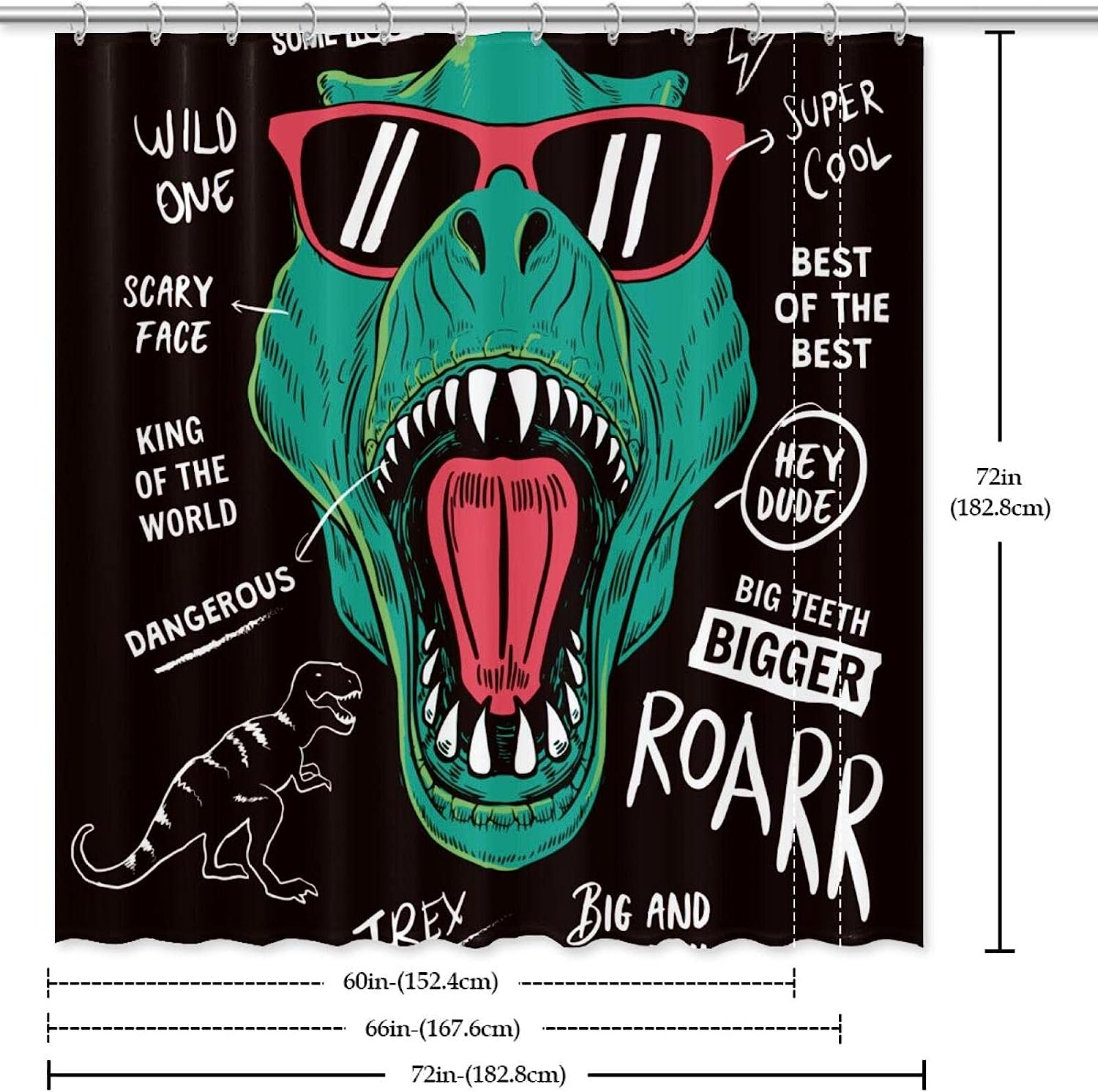 Modern And Chic Dinosaur Shower Curtain With A Unique Design For A Stylish Bathroom Look - Image 3