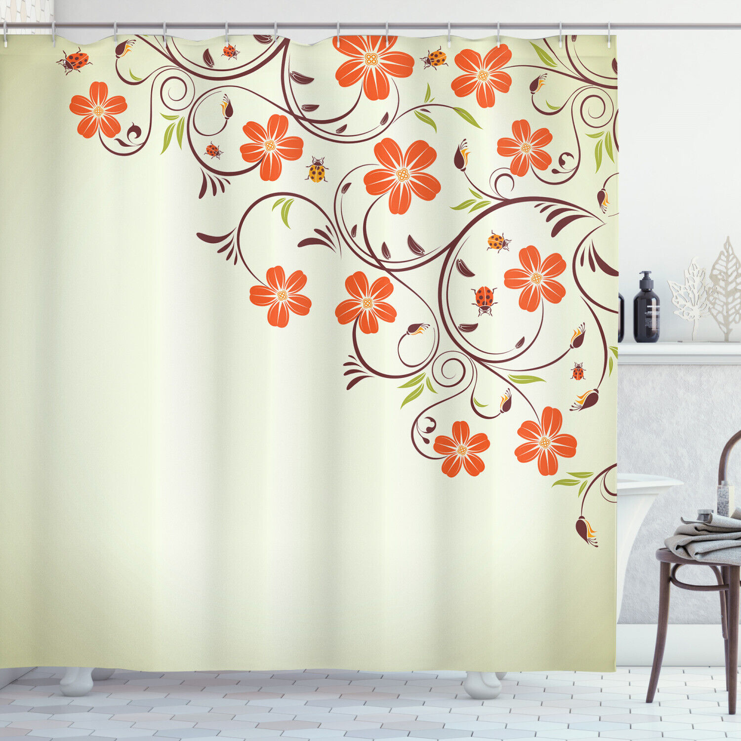Modern And Chic Floral Shower Curtain For A Stylish Bathroom