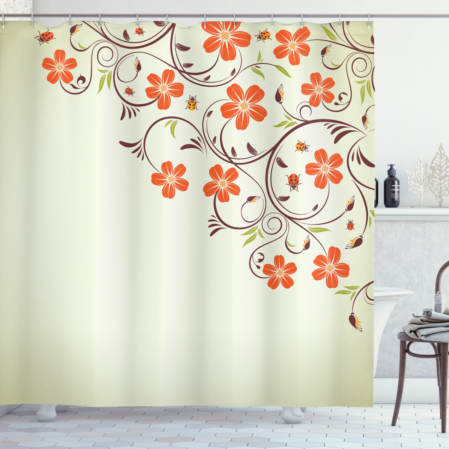 Modern And Chic Floral Shower Curtain For A Stylish Bathroom