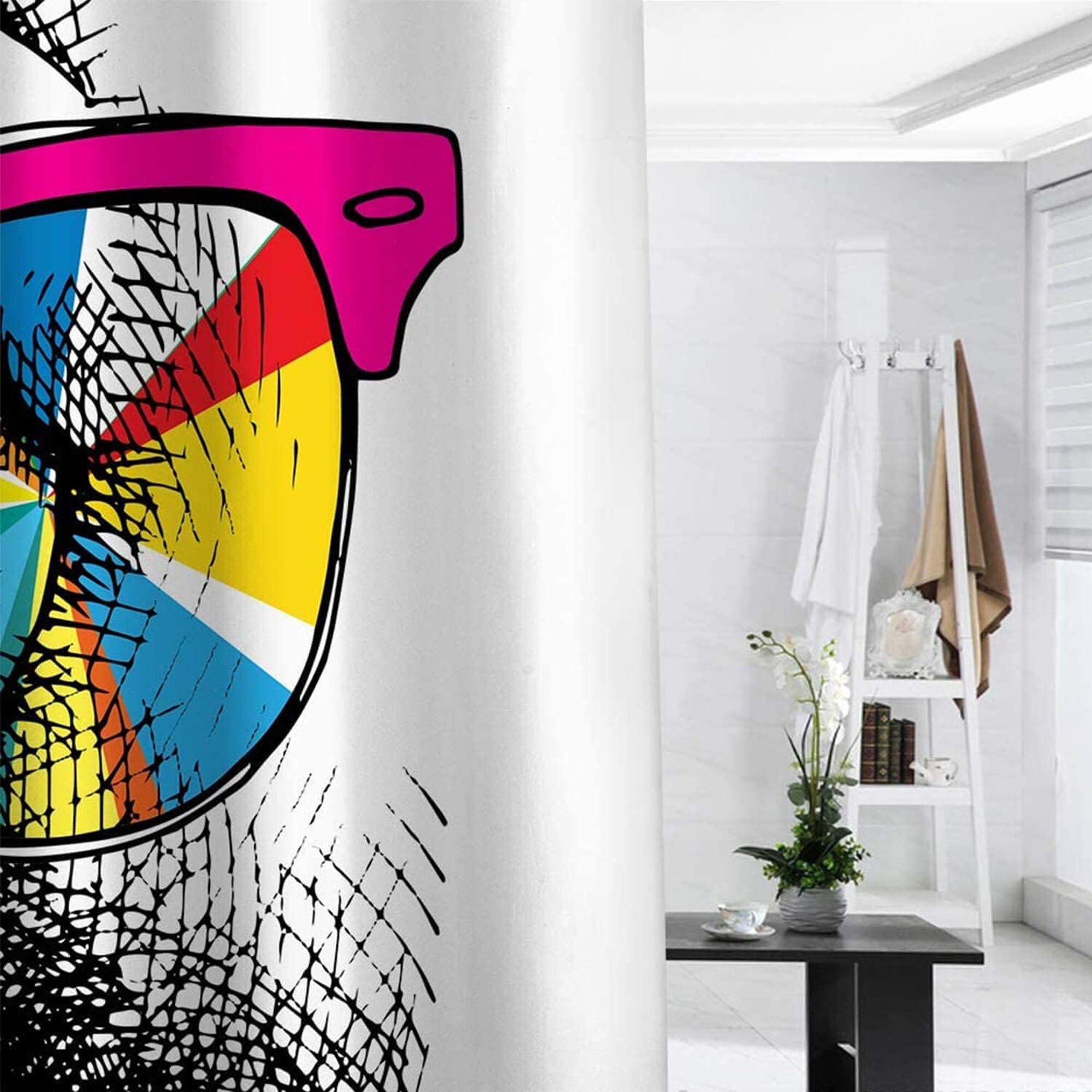 Modern And Cute Fashion Shower Curtain With Gorilla Animal Print And Stay Cool Quote