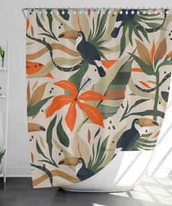 Modern And Elegant Botanical Garden Shower Curtain - Waterproof And Perfect For A Chic Bathroom Design