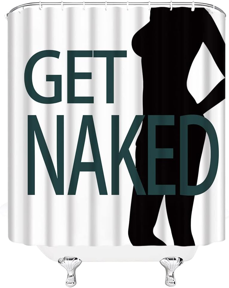 Modern And Mysterious Lady Shadow Shower Curtain With Funny Quotes, Artistic Bathroom Decor