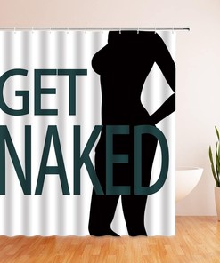 Modern And Mysterious Lady Shadow Shower Curtain With Funny Quotes, Artistic Bathroom Decor