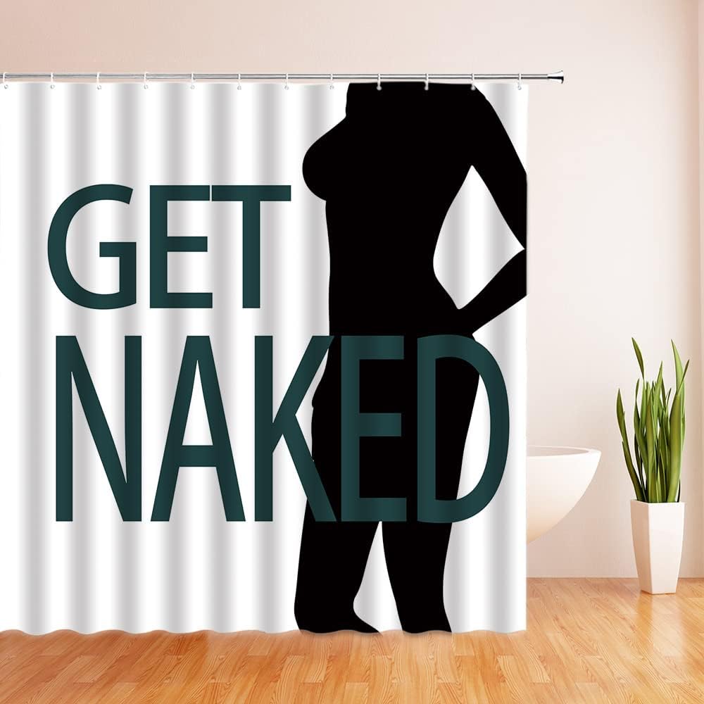 Modern And Mysterious Lady Shadow Shower Curtain With Funny Quotes, Artistic Bathroom Decor