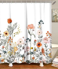 Modern And Stylish Botanical Flowers And Leaves Shower Curtain - Perfect For A Chic And Trendy Bathroom