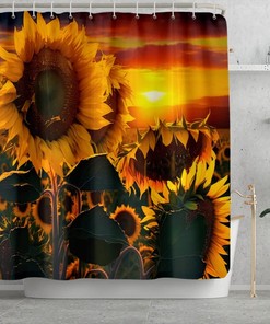 Modern Animal And Moon Shower Curtain - Waterproof Fabric Bathroom Art