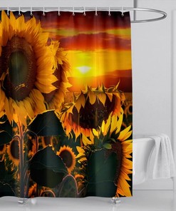 Modern Animal And Moon Shower Curtain - Waterproof Fabric Bathroom Art